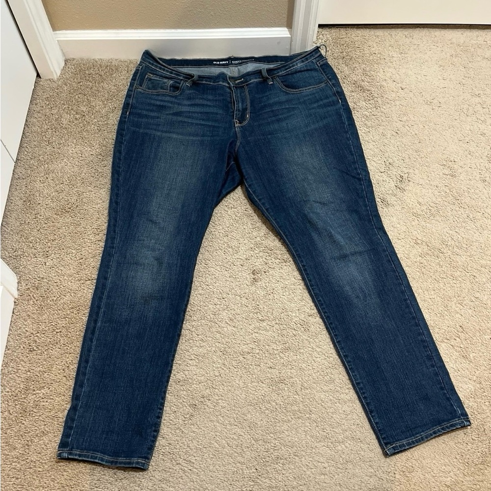 Old Navy Women's Straight Leg Jeans - Dark Blue